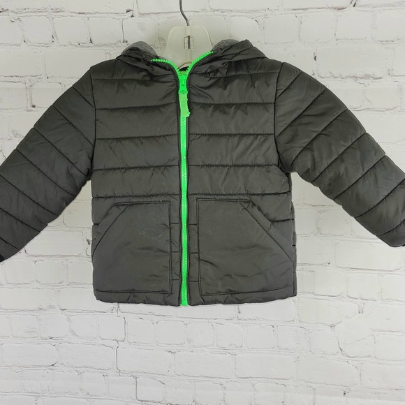 Carter's 24 Month Infant Brown & Green Hooded Zippered Puffer Coat w/Pockets - Picture 1 of 10